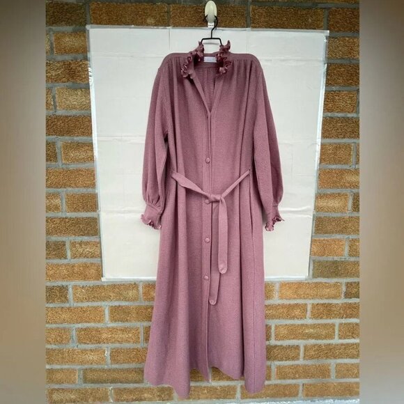 Liseuses Poggi 1973 virgin wool dusty pink duster large - Picture 1 of 16